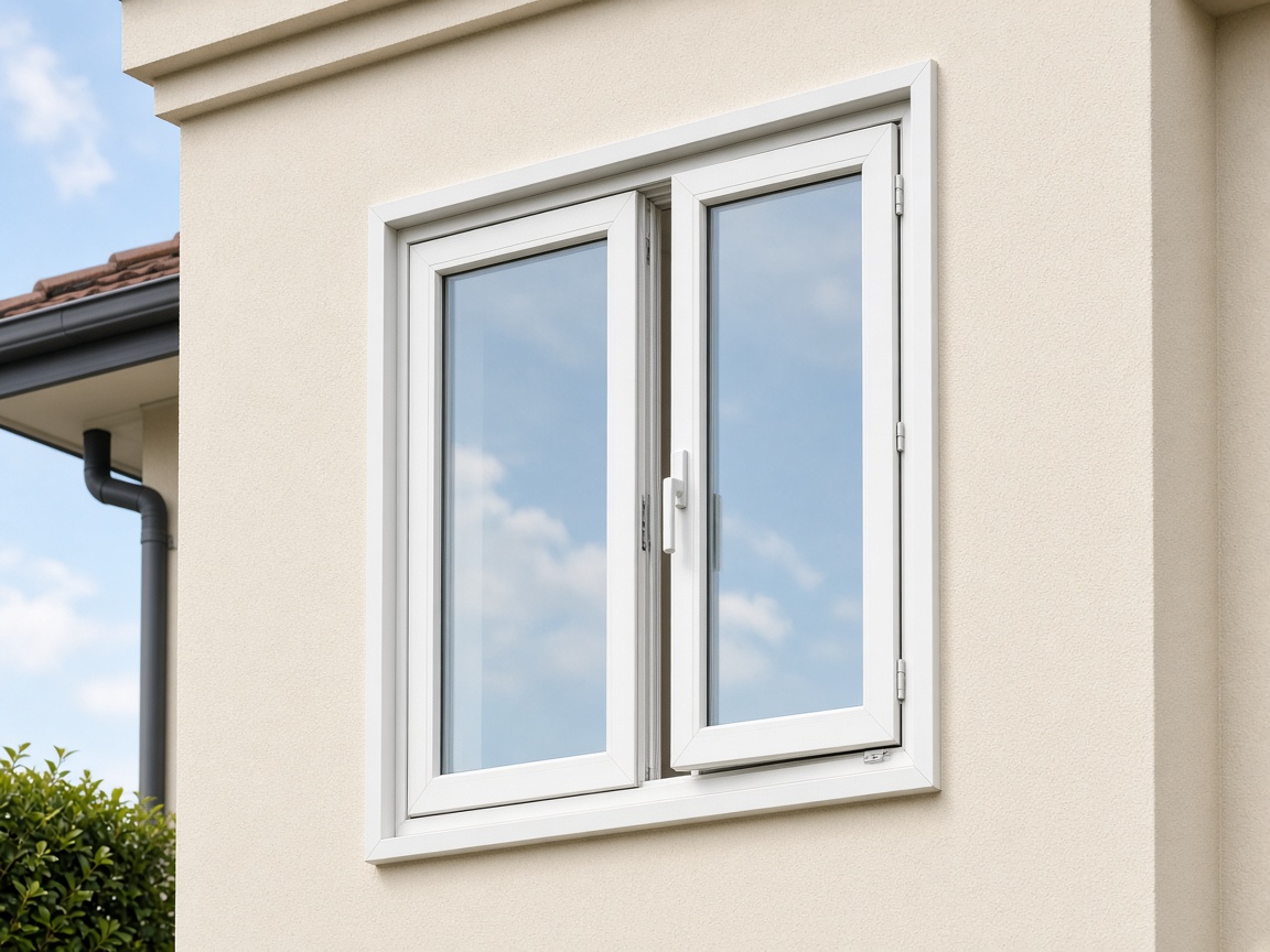 White aluminium casement windows on a cream house